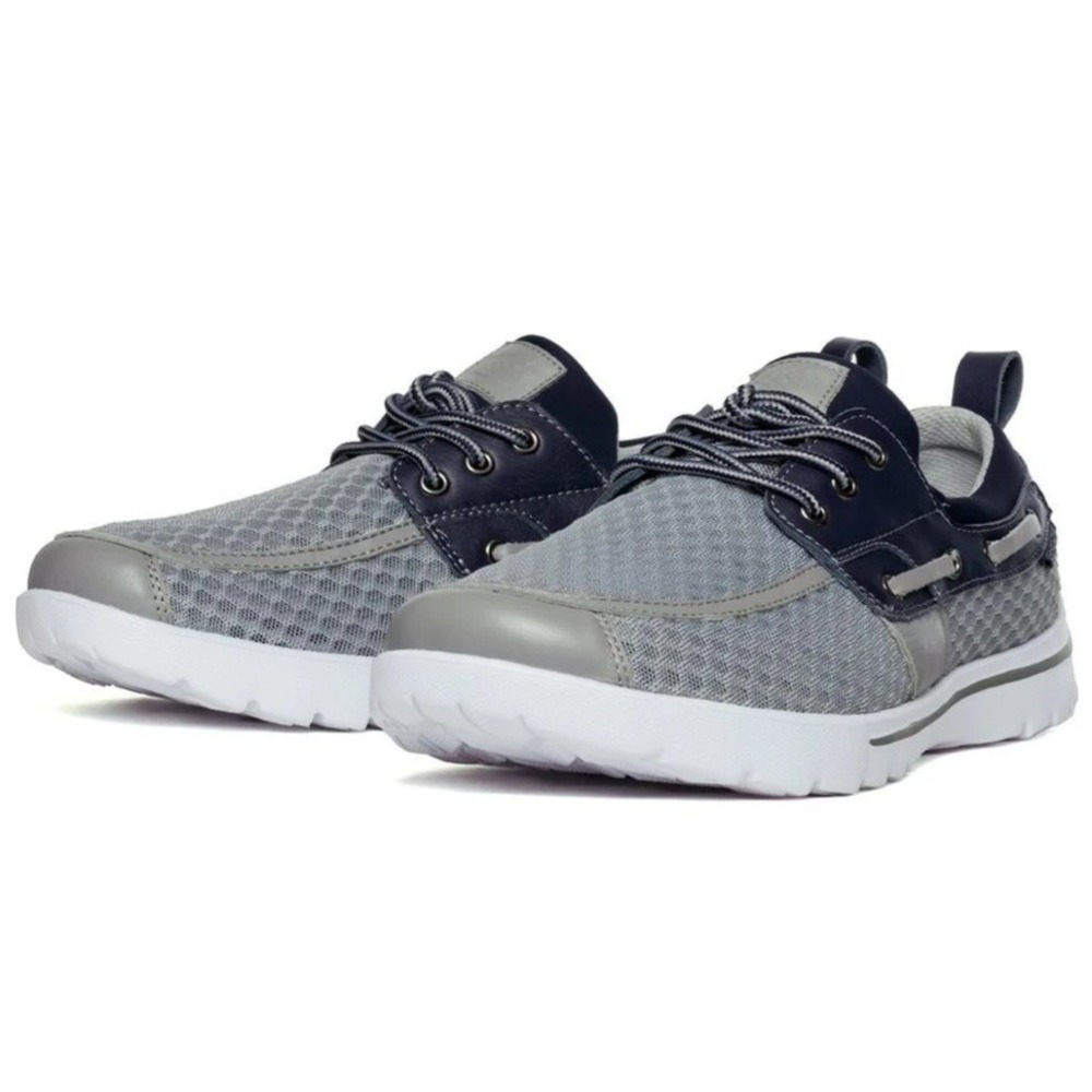 Skuze Del Marina Mens Boat Shoes Grey Navy Blue Mesh Lightweight Size 7.5